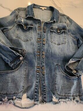 Chelsea & Violet Girls Fringe Denim Jacket